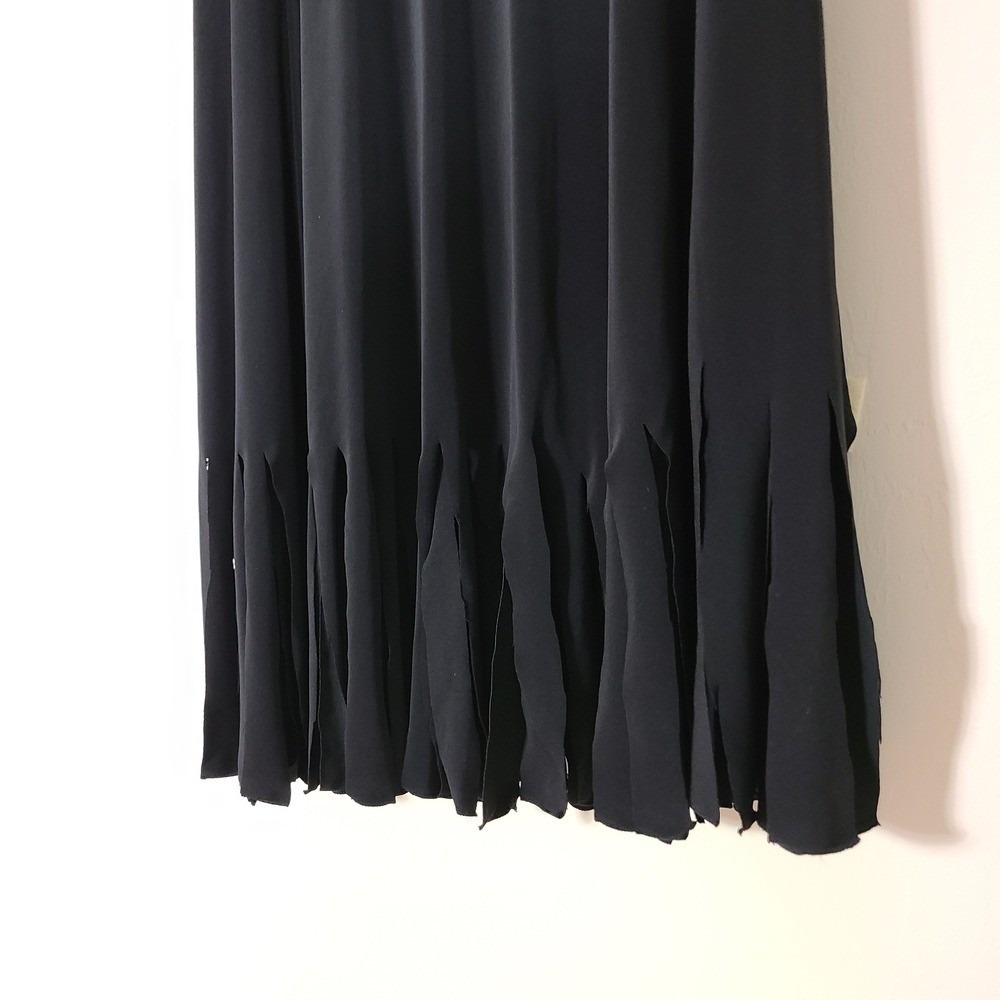 Vintage Valentina Black Skirt Fringe Witchy‎ Dark Fairy Grunge Whimsigoth Slinky - Picture 3 of 7